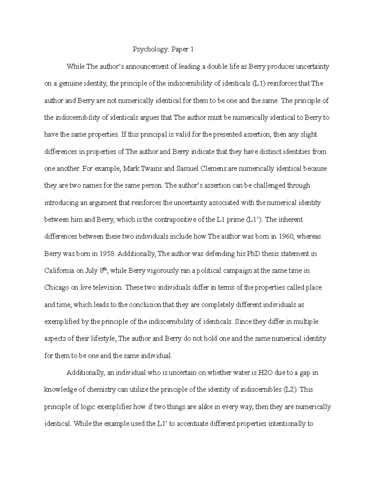 Phil paper 1 - study notes for lecture - Psychology: Paper 1 While The ...