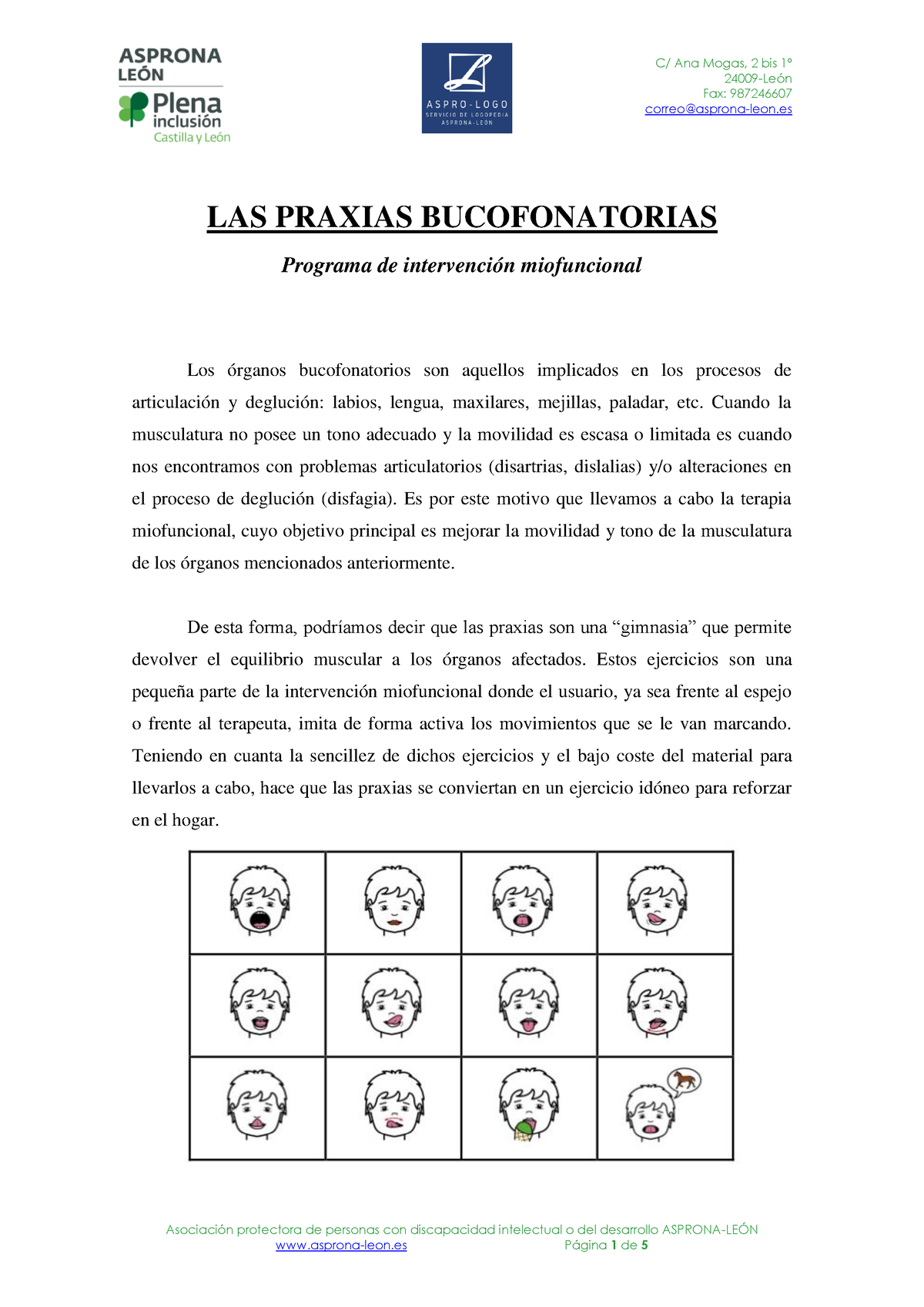 LAS Praxias Bucofonatorias Sesion 8 Intervencion - 24009-LeÛn Fax ...