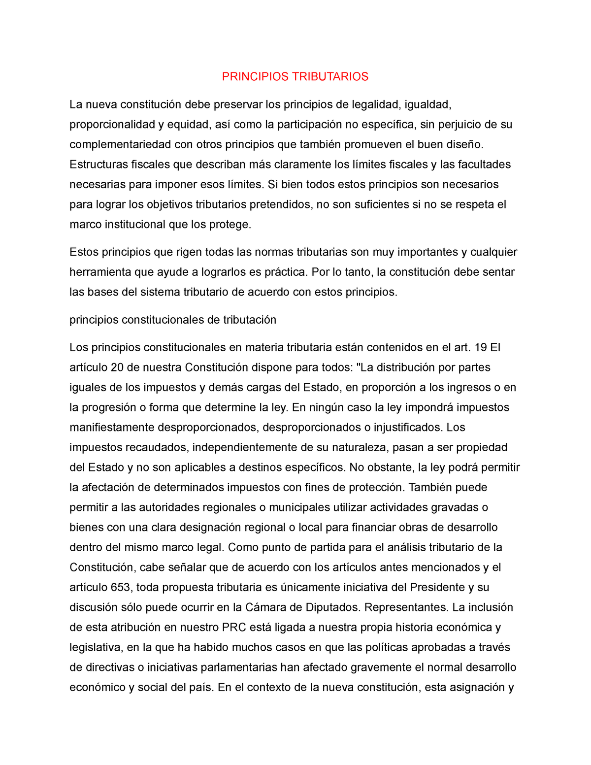 D.Principios Tributarios - PRINCIPIOS TRIBUTARIOS La Nueva Constitución ...