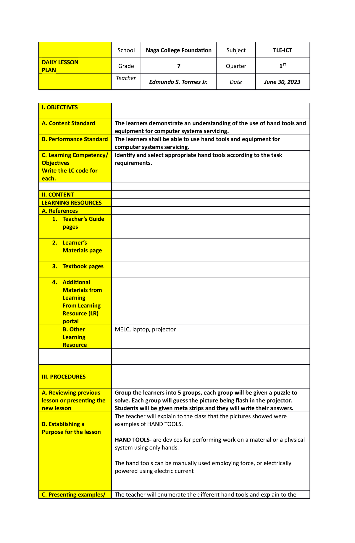 DLP Template - DAILY LESSON PLAN GUIDE - Science and Technology - Studocu