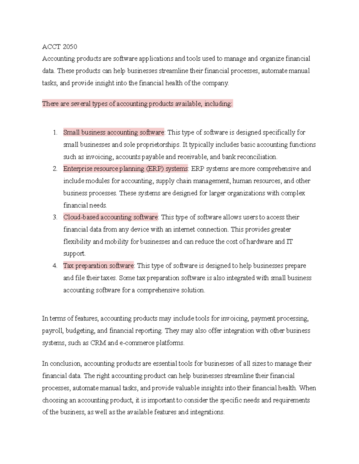 Accounting Products - ACCT LECTURE NOTES - ACCT 2050 Accounting ...