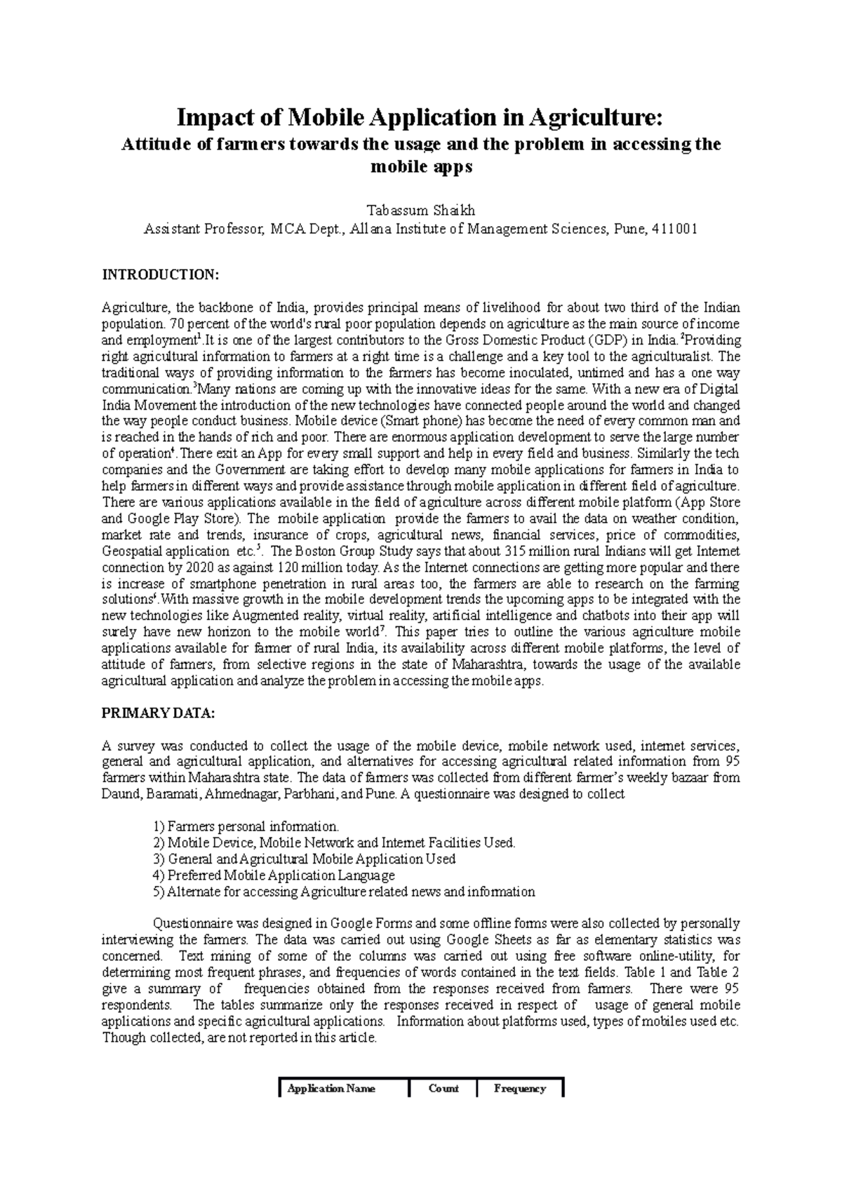Impactof Mobile Applicationin Agriculture - Studocu