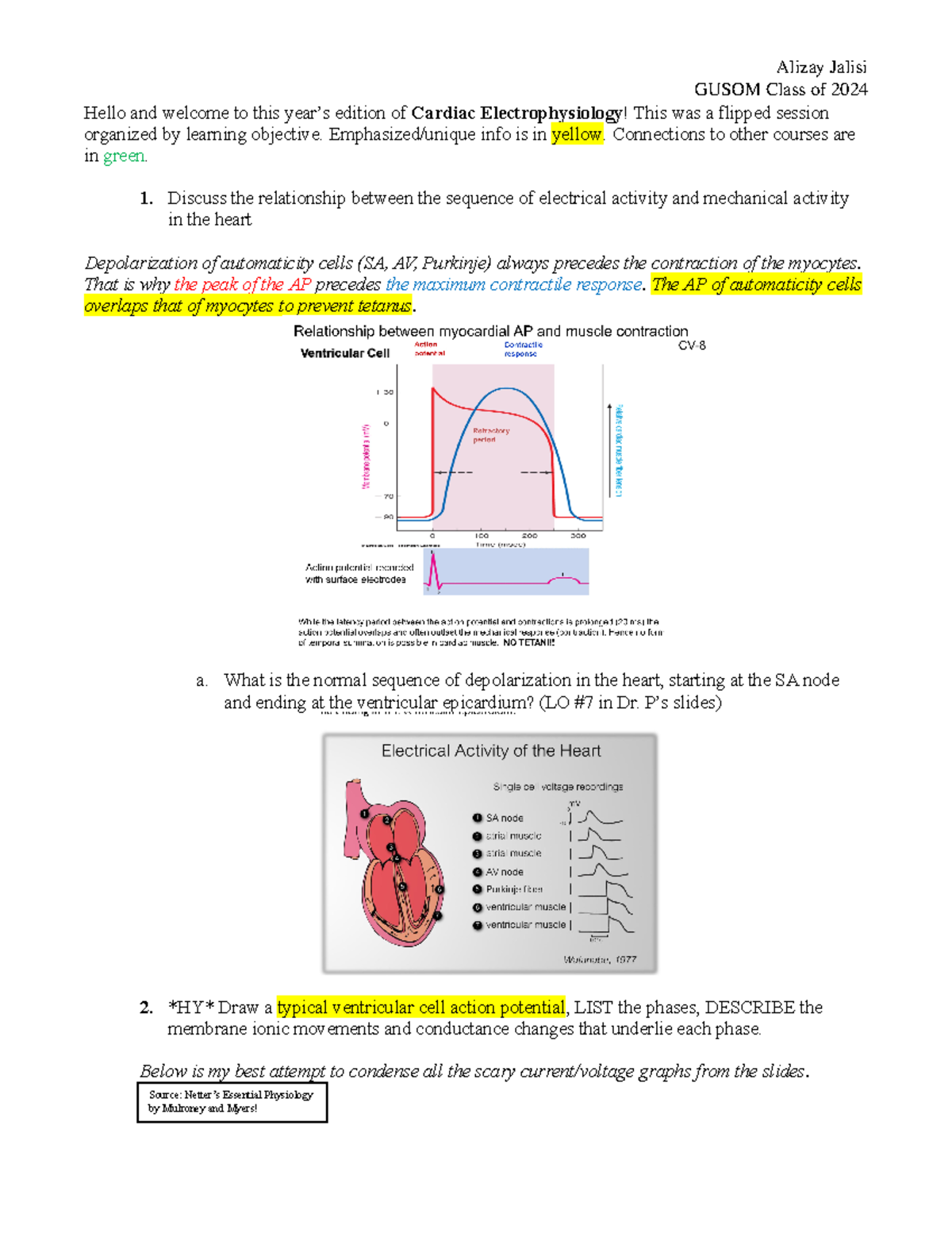 CV09 Electrophysiology Flipped Session 011321 GUSOM Class of 2024