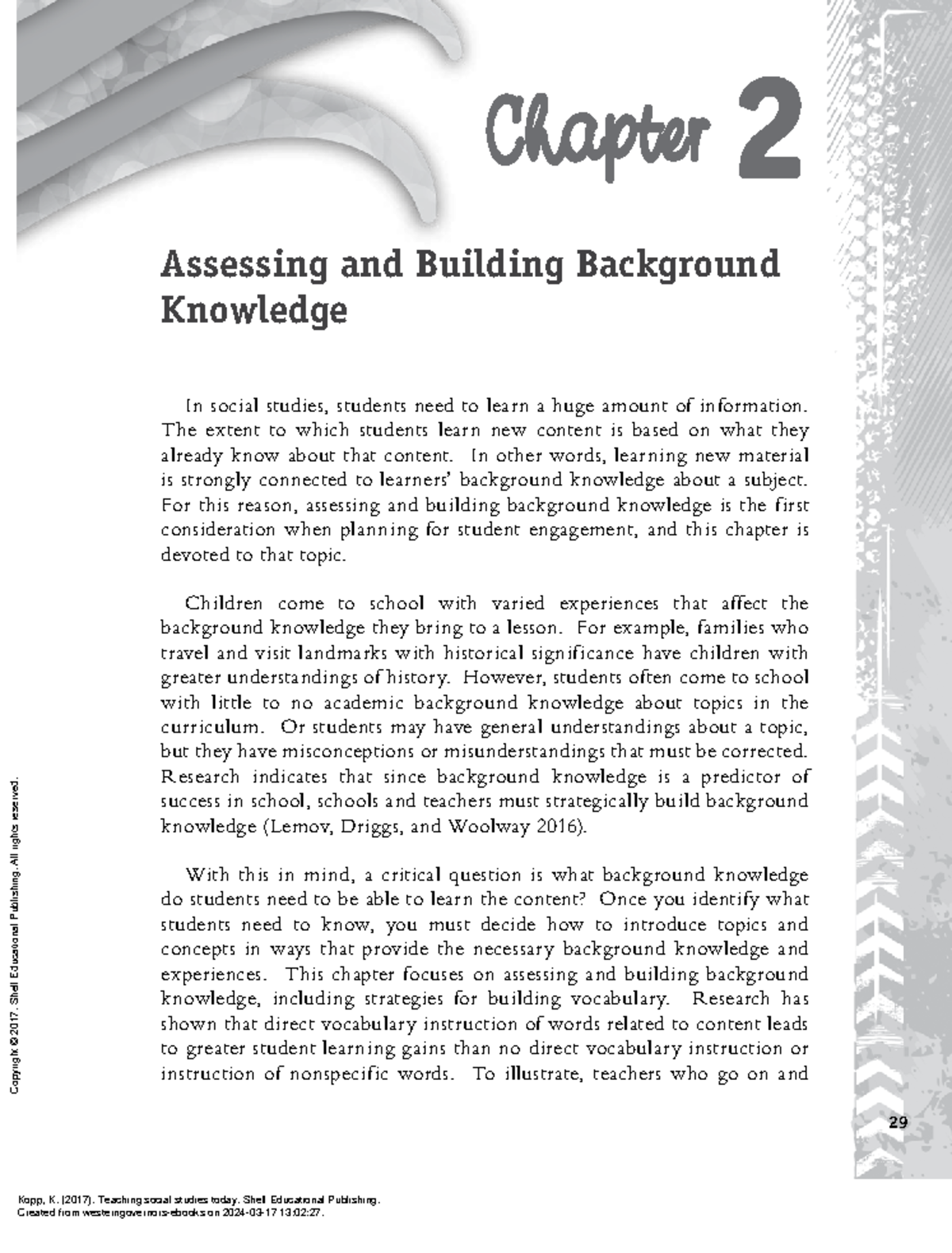 Teaching Social Studies Today - (Page 29 - Chapter 2 Assessing and ...