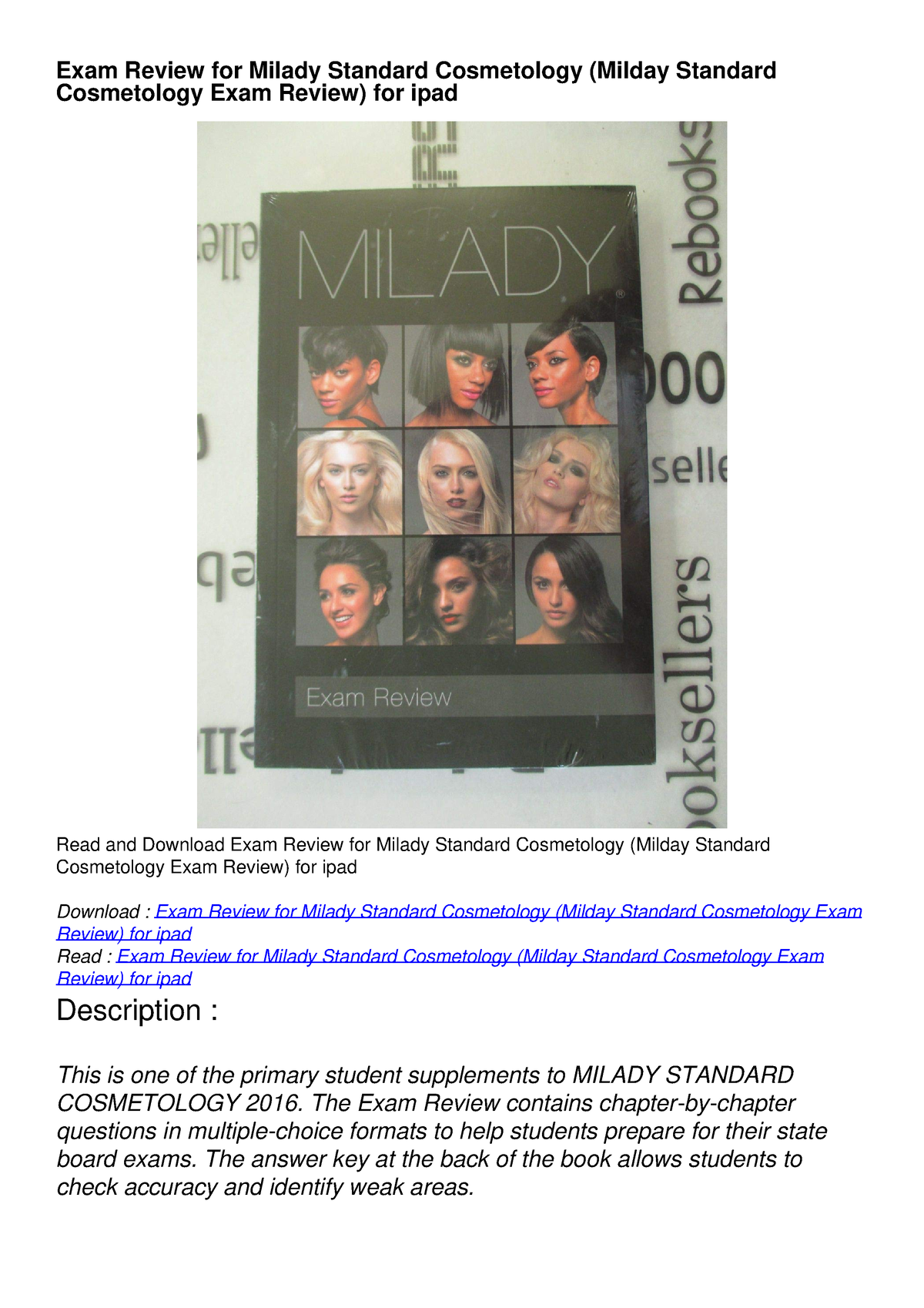 EPUB Exam Review For Milady Standard Cosmetology (Milday Standard ...