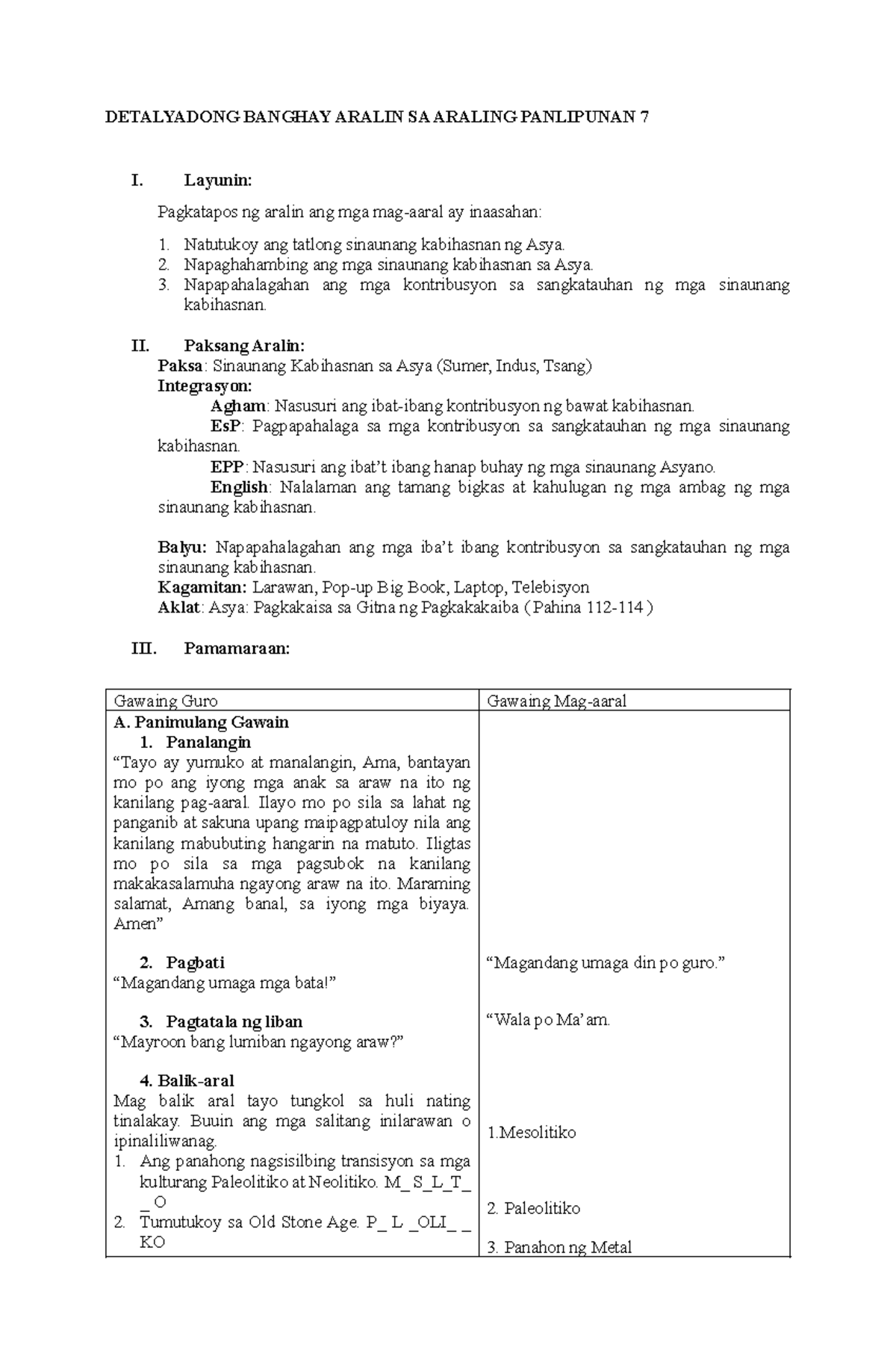 Ap 7 demo lesson plan detalyadong banghay aralin sa araling