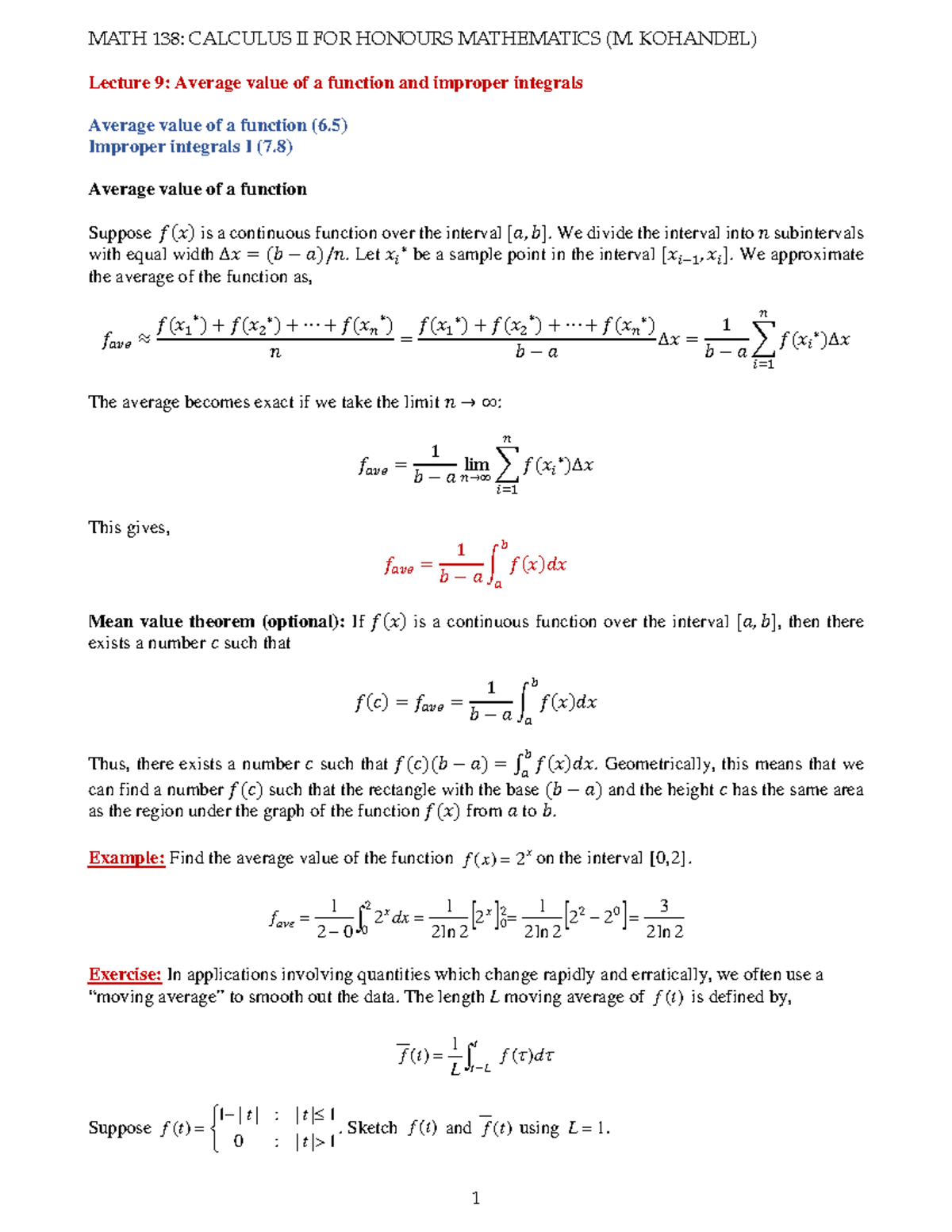 Math138-Lecture 9 - Waterloo - MATH 138: CALCULUS II FOR HONOURS ...