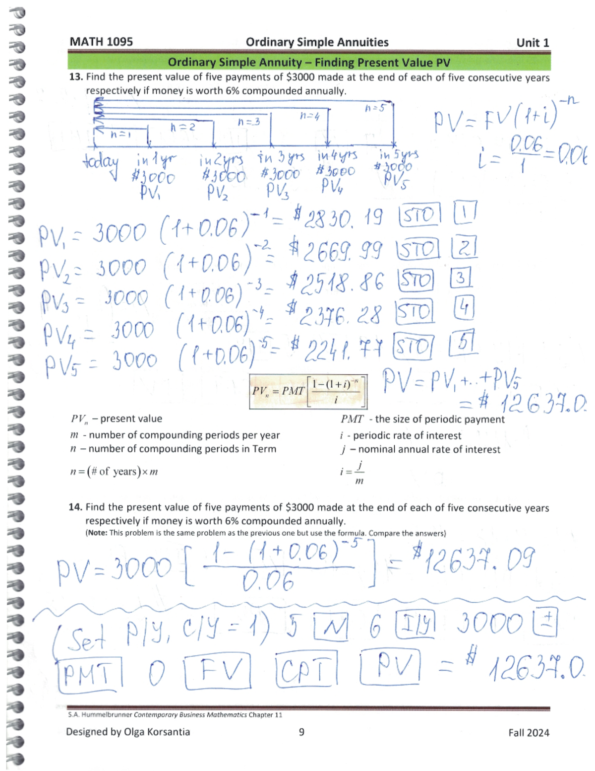 MATH1095 - W2 Unit 1 (Part 2 of 4) - Class Notes Fall 2024 - MATH 1095 ...