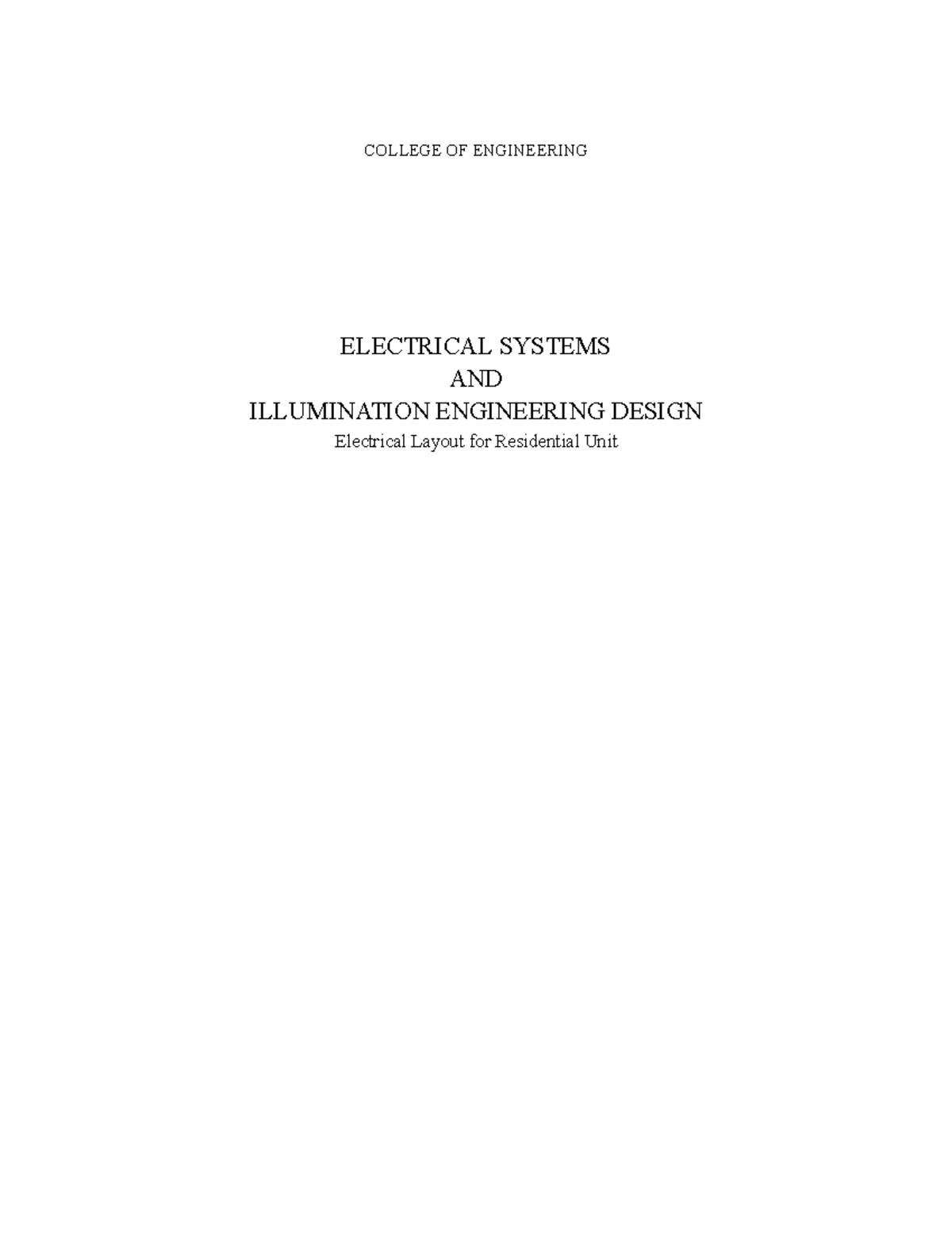 Electrical Layout FOR Residential UNIT - COLLEGE OF ENGINEERING ...