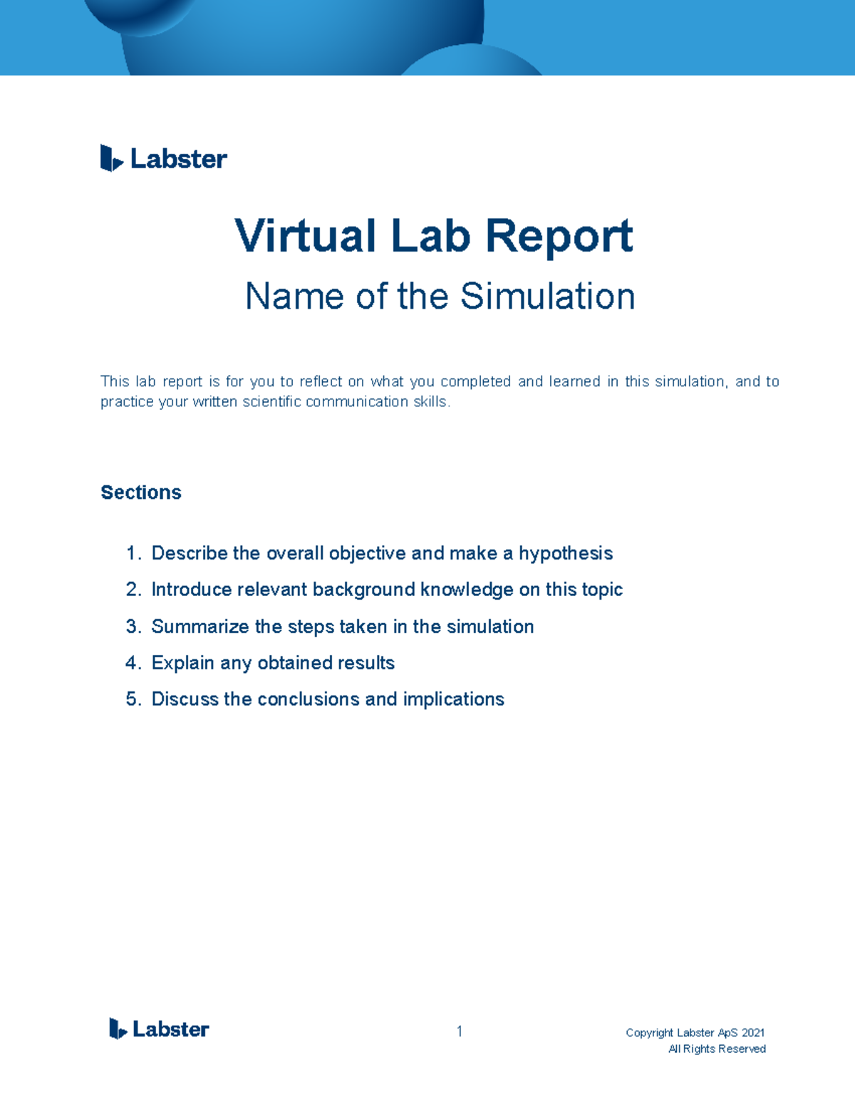 Lab 1 micro lab report that useful for worksheet Virtual Lab Report