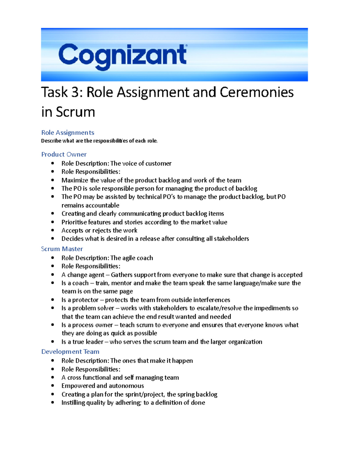 Task 3 Deliverable Template C - Task 3: Role Assignment and Ceremonies ...