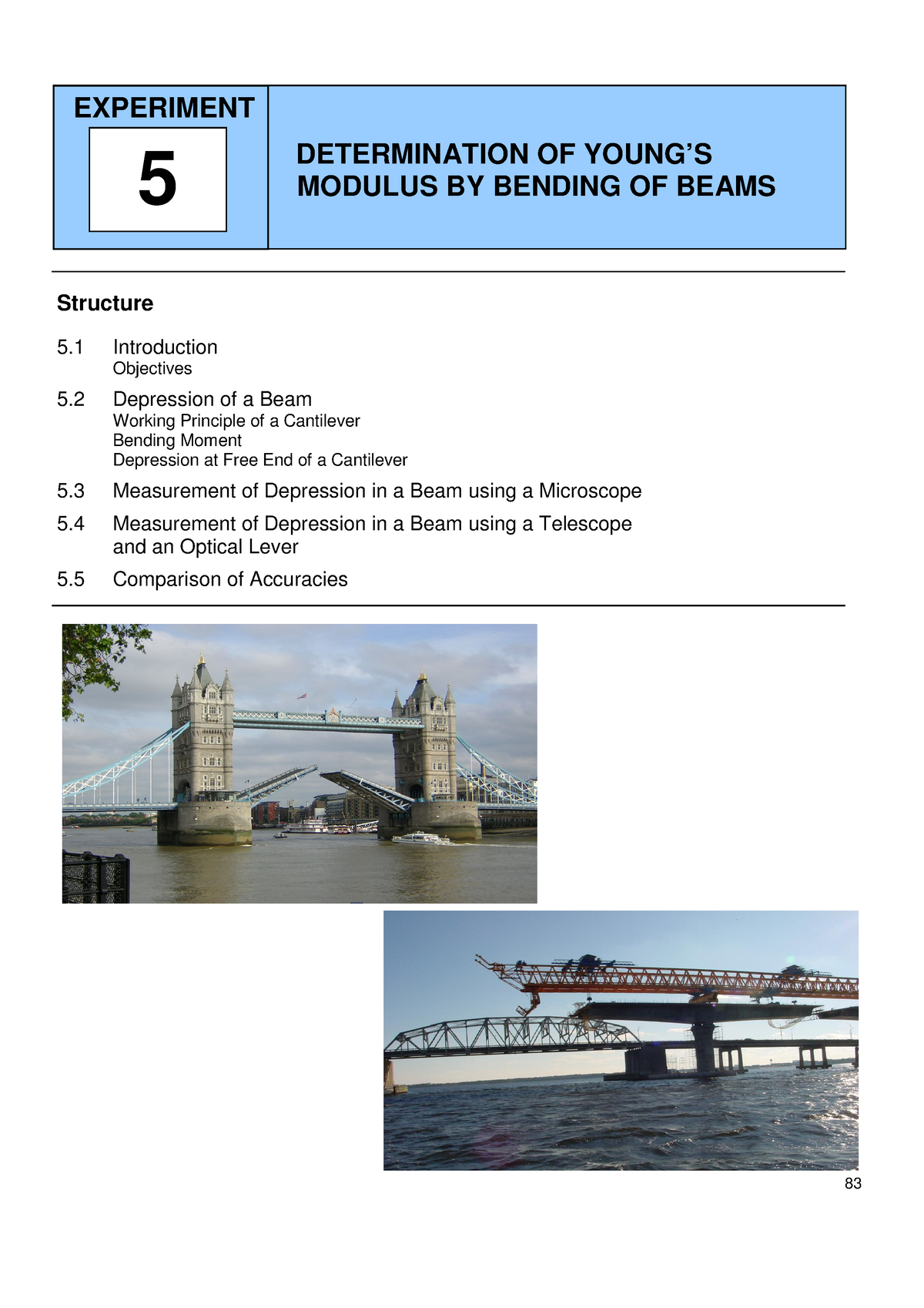 determination of young's modulus the cantilever experiment report