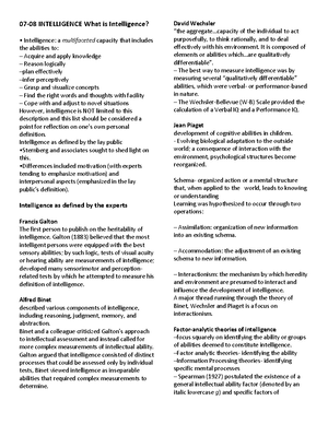Finals- Reviewer CH7 - CHAPTER 7 Intelligence - multifaceted capacity ...