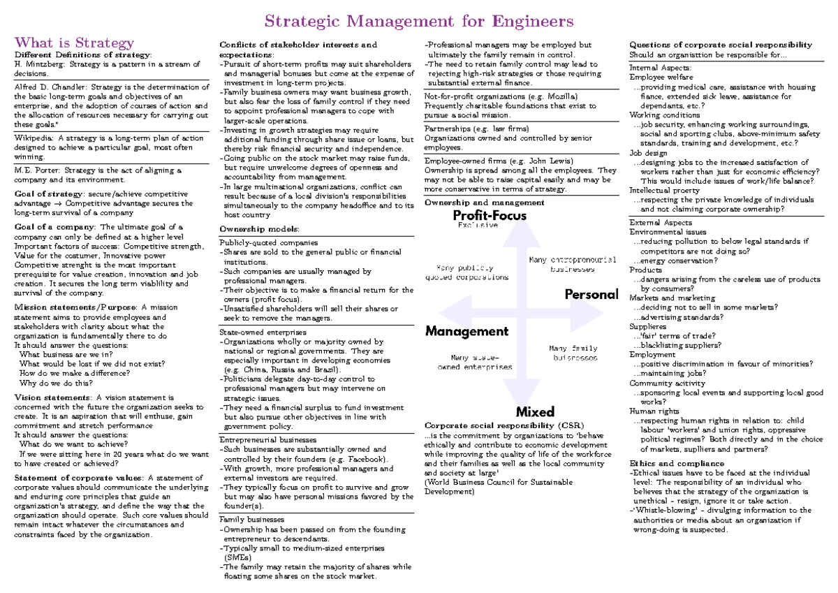 Strategic Management for Engineers - Mintzberg: Strategy is a pattern ...
