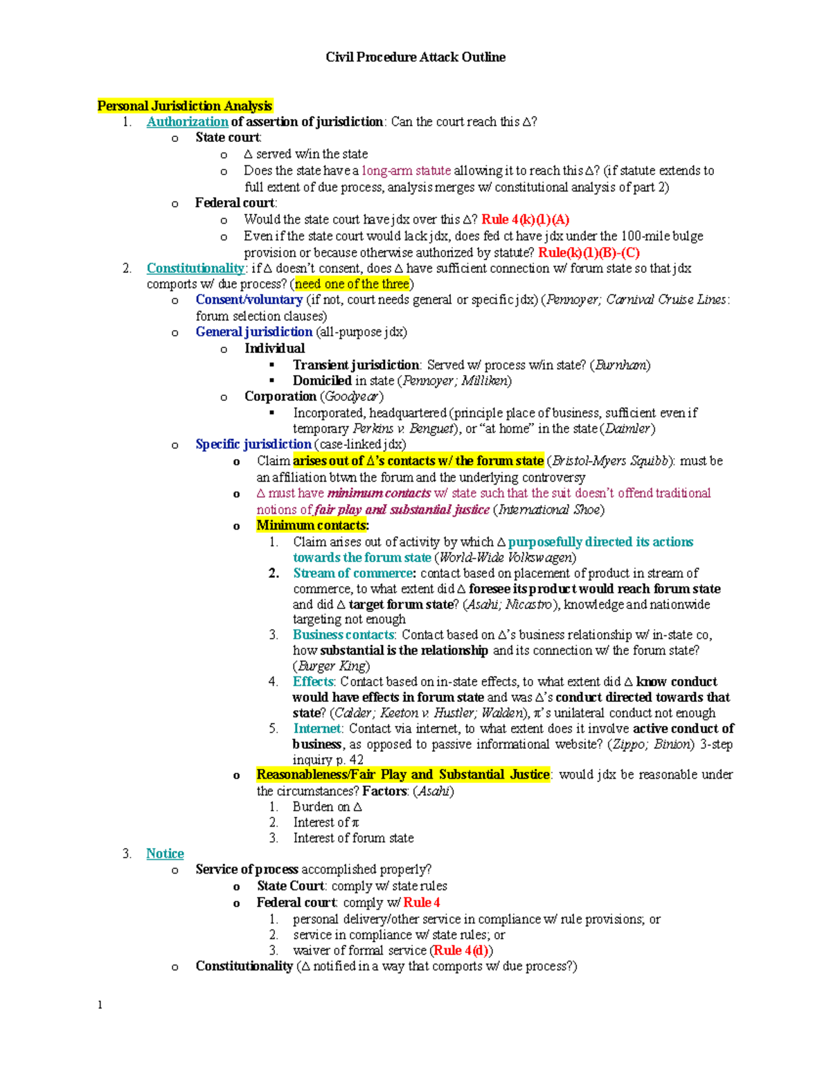 civil-procedure-attack-outline-personal-jurisdiction-analysis-1