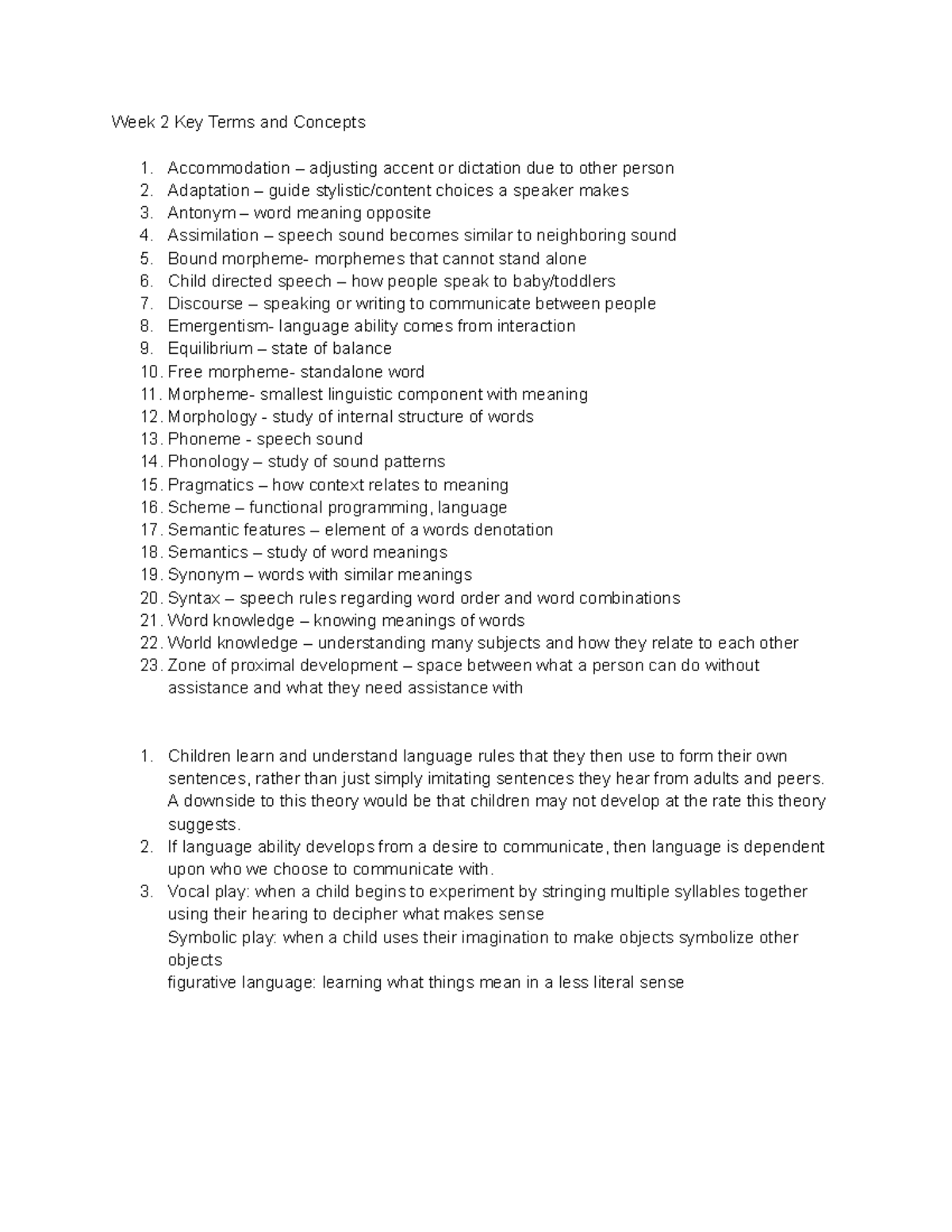 Module 1 Week 2 - Week 2 Key Terms and Concepts 1. Accommodation ...