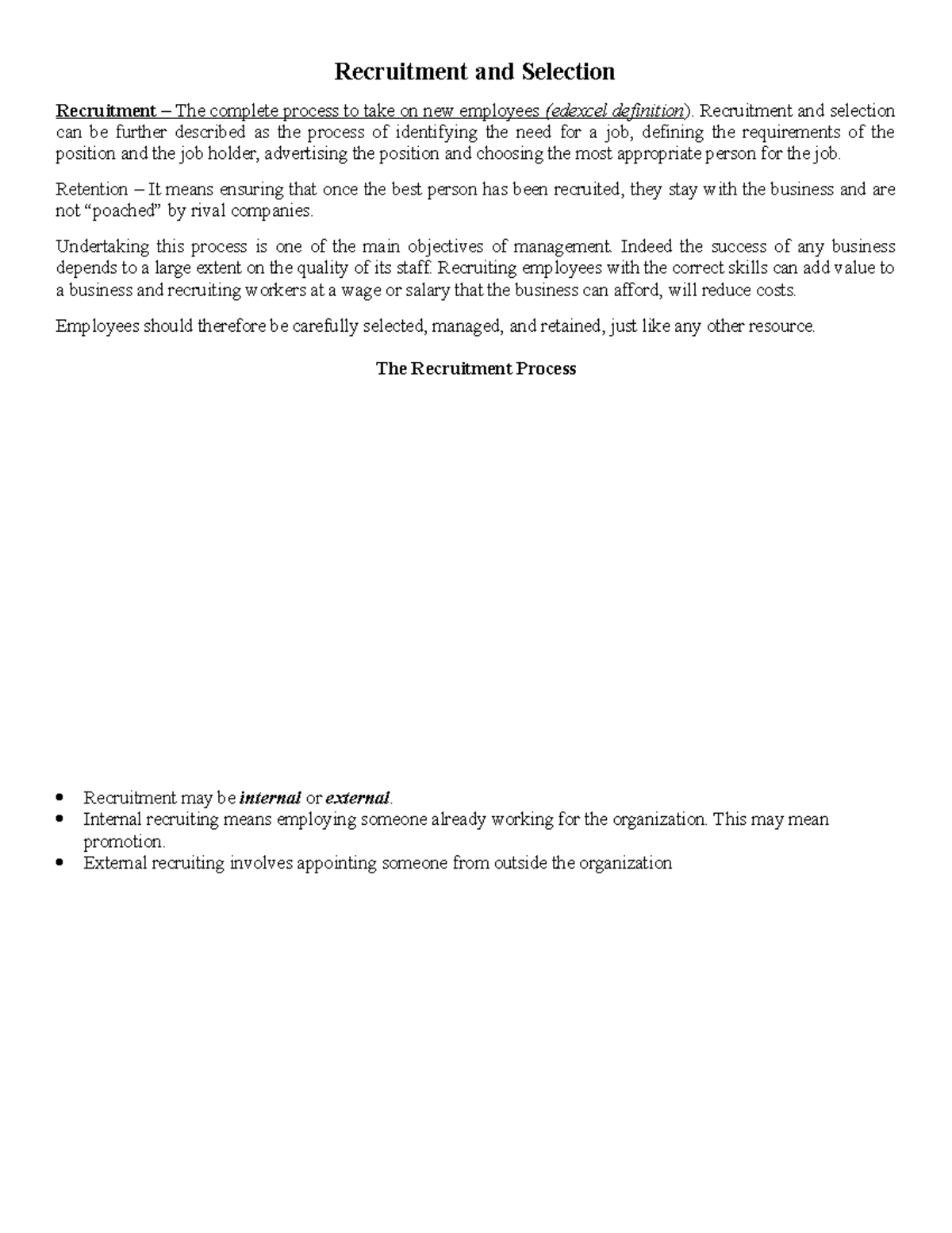 Recruitment and Selection process which can be used by a business ...