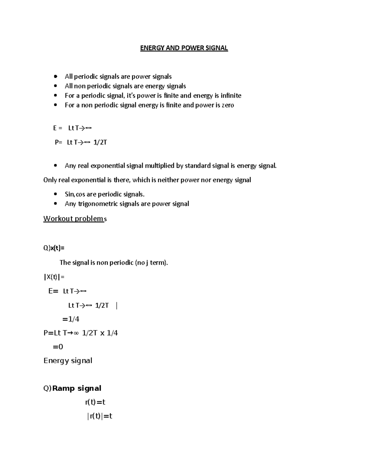 Energy and power signal ENERGY AND POWER SIGNAL All periodic signals