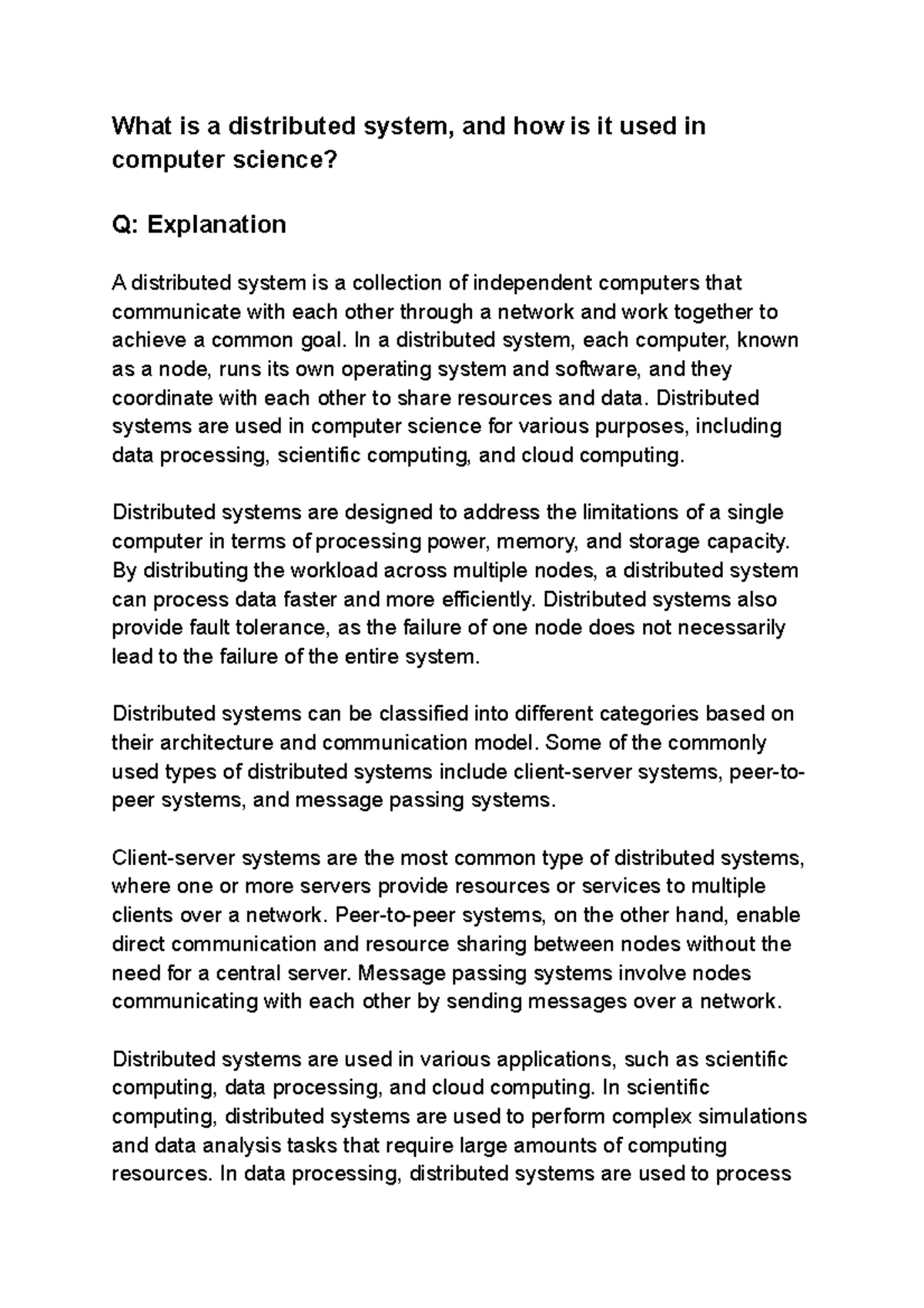 What is a distributed system, and how is it used in computer science ...