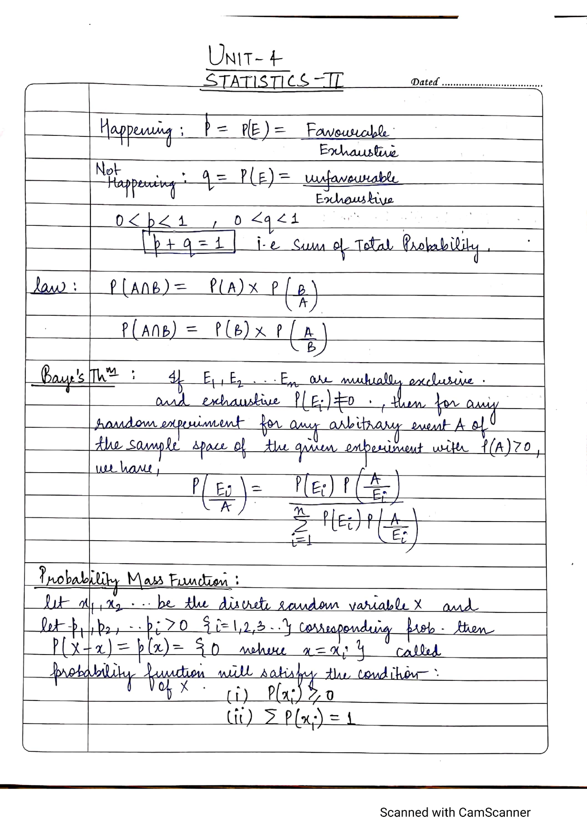 Short Notes UNIT-4 Statistical Techniques-II - B.tech - Studocu