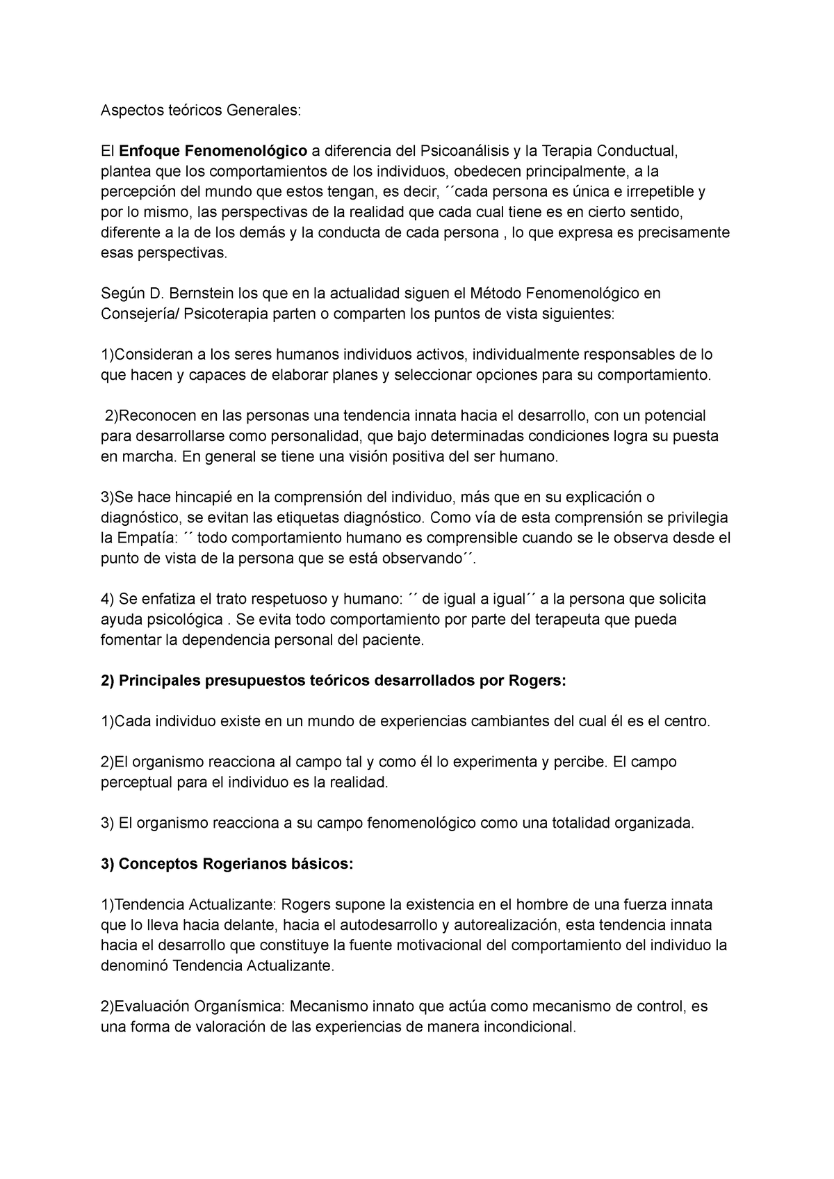 Repaso Sistemas En Psicoterapia Ii Aspectos Te Ricos Generales El Enfoque Fenomenol Gico A