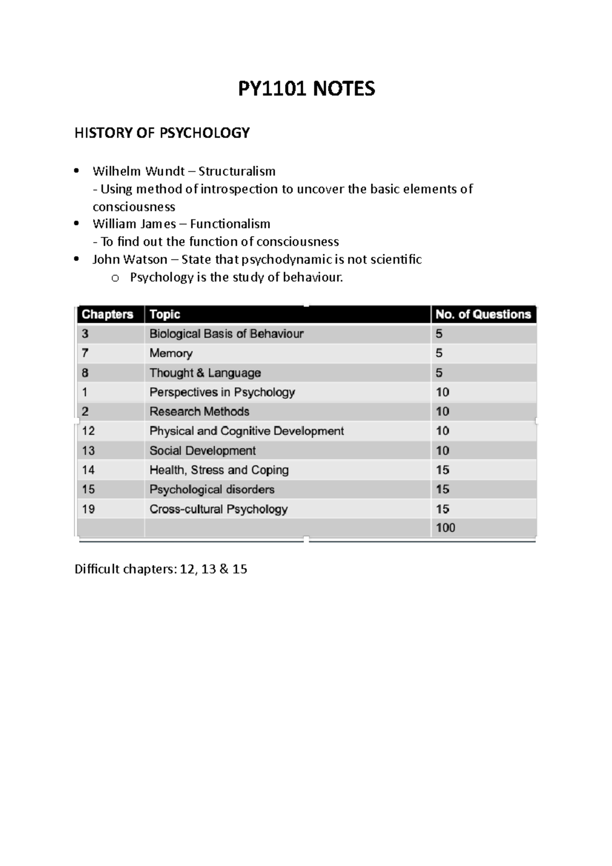 PY1101 Notes Chp 1-2 - Summary of Chapter 1-2 with textbook + slides ...