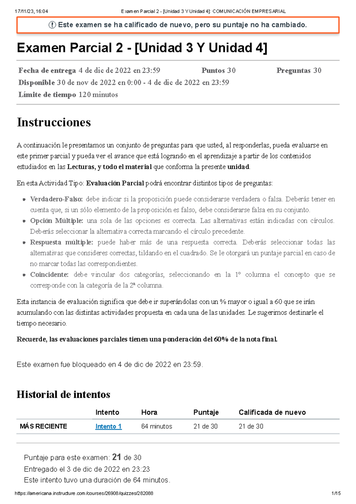 Examen Parcial 2 - [Unidad 3 Y Unidad 4] Comunicación Empresarial ...