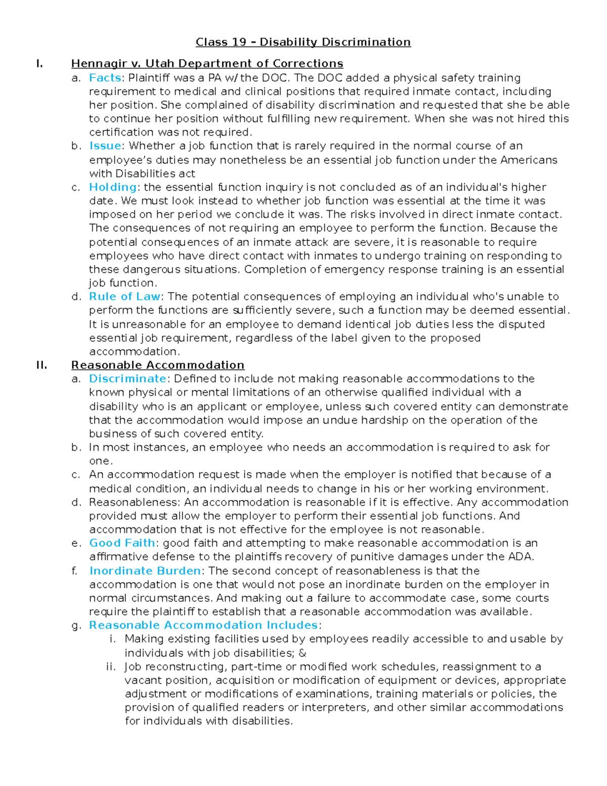 Class 19Class 19 – Disability Discrimination - Class 19 – Disability ...