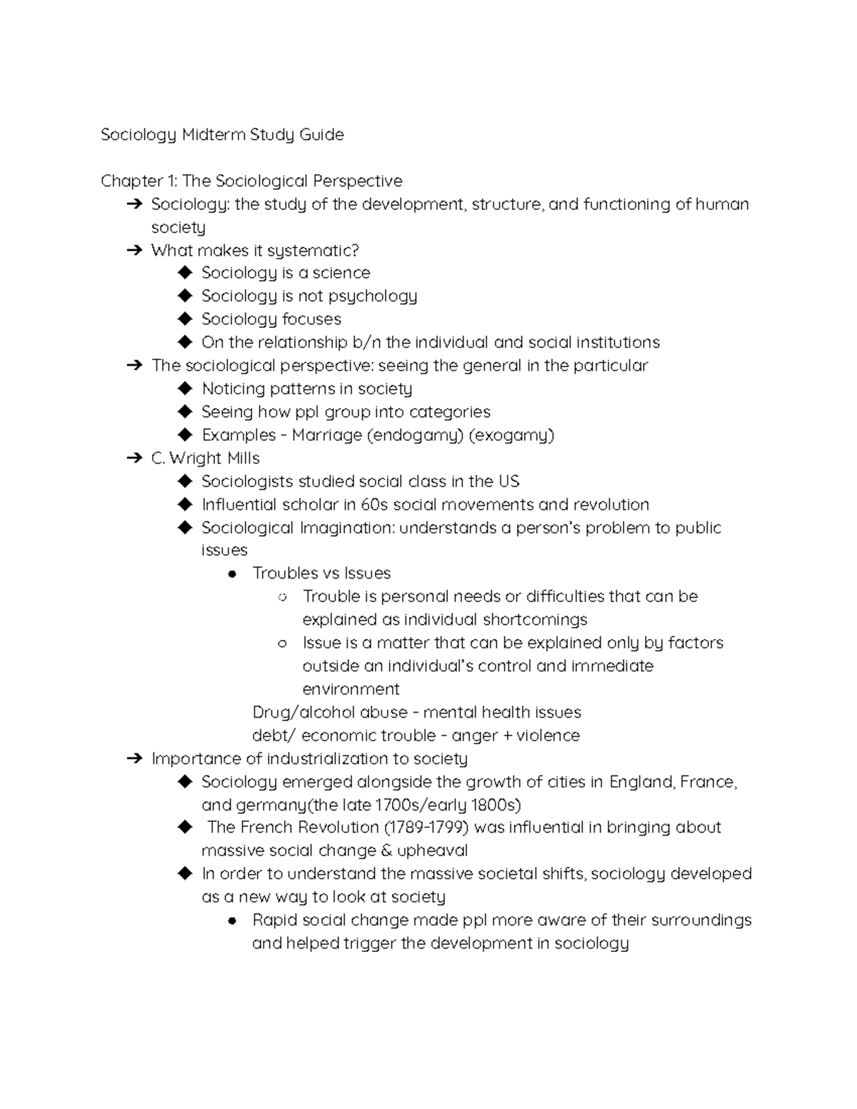 Sociology Midterm Study Guide-2 - Sociology Midterm Study Guide Chapter ...