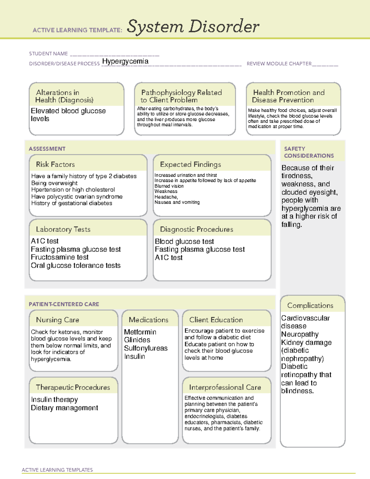 System Disorder Template ACTIVE LEARNING TEMPLATES System Disorder Babe NAME Studocu