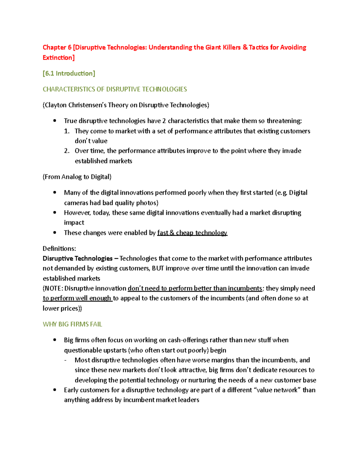 Chapter 6 (Disruptive Innovation) - Chapter 6 [Disruptive Technologies ...