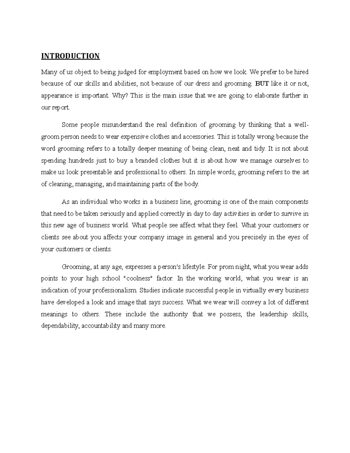 Be report - INTRODUCTION Many of us object to being judged for ...