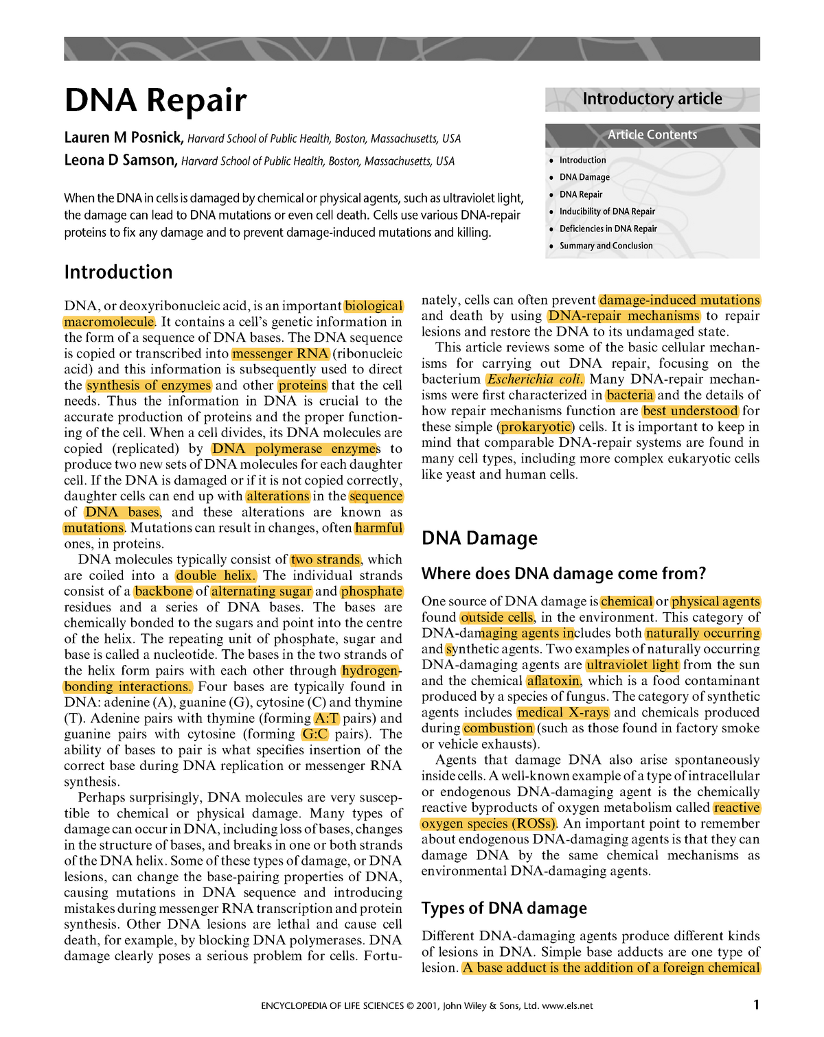 dna repair research article