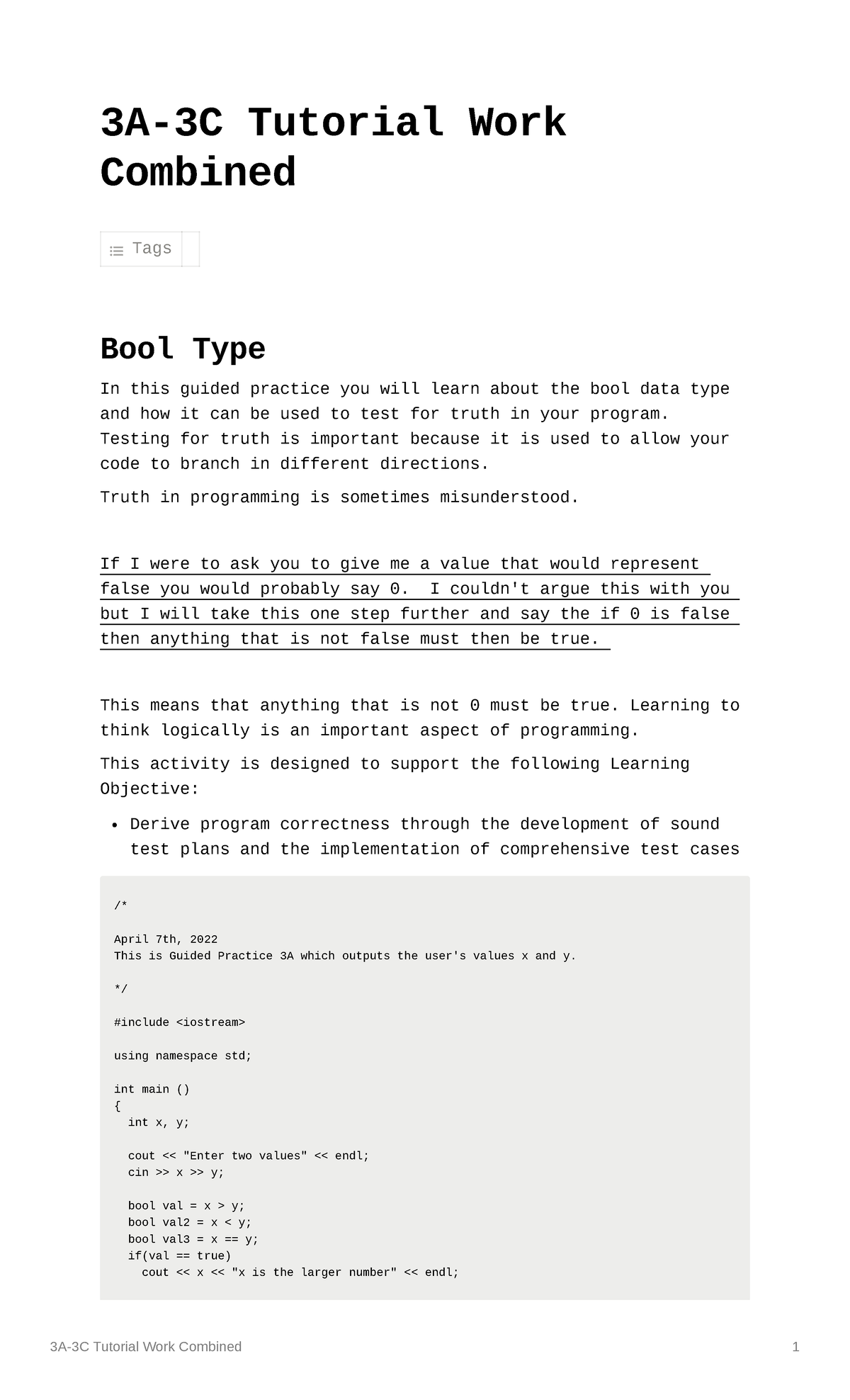 3A-3C Tutorial Work Combined - 3A-3C Tutorial Work Combined Tags Bool ...