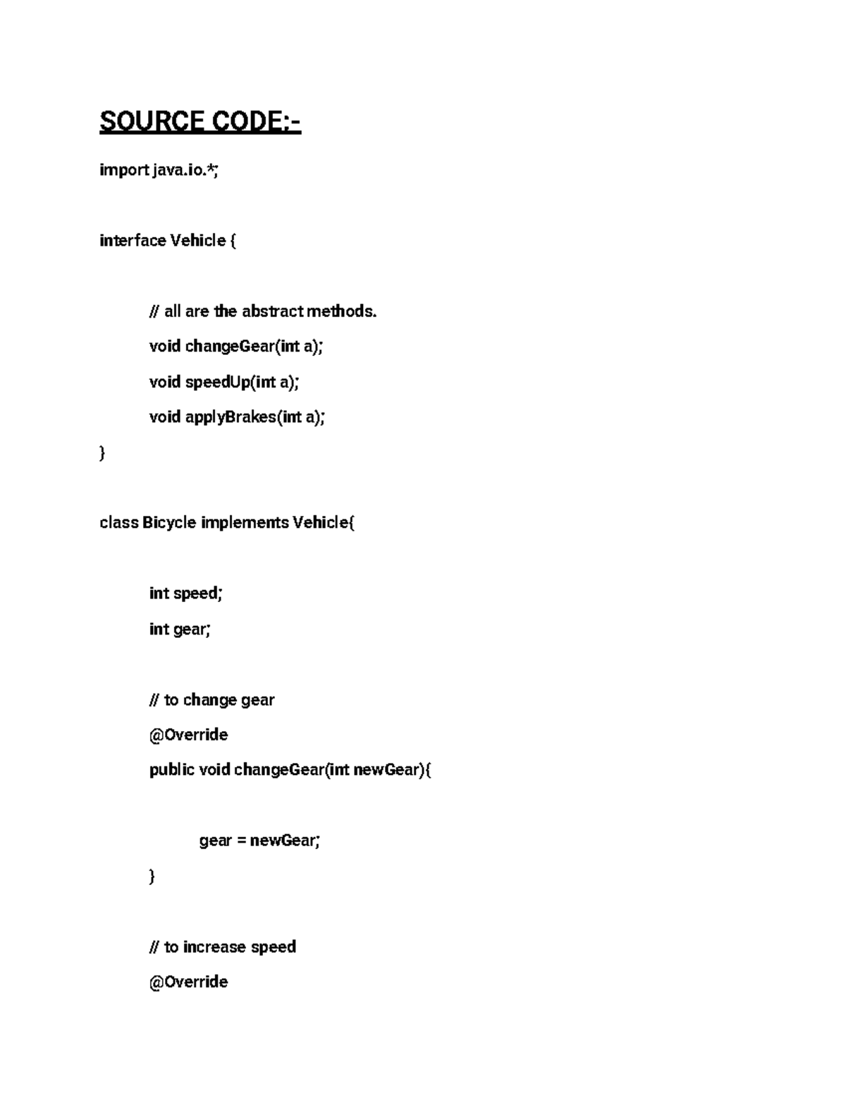 Experiment 7 - Oop - SOURCE CODE:- import java.*; interface Vehicle ...