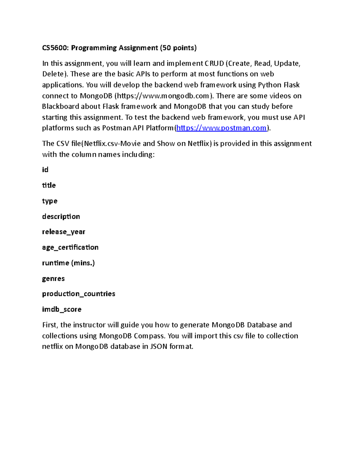 CS5600Prog Assignment Summer 2 - CS5600: Programming Assignment (50 ...