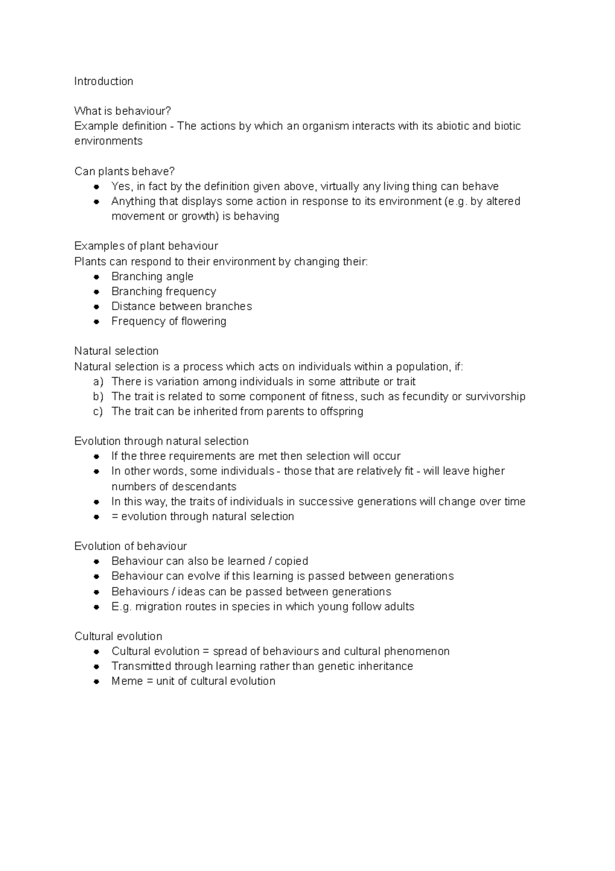 Introduction - Introduction What is behaviour? Example definition - The ...