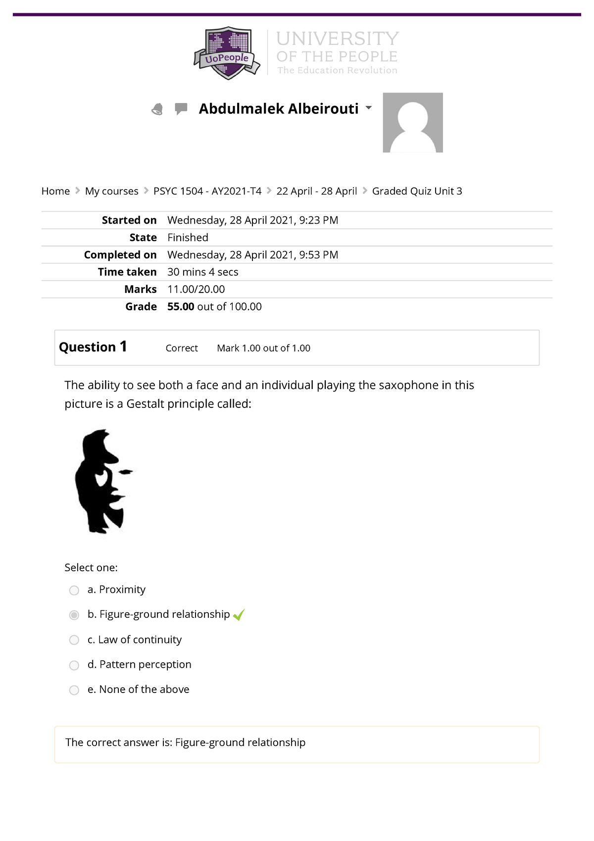 Graded Quiz Unit 3 Attempt Review - Started On Wednesday, 28 April 2021 ...