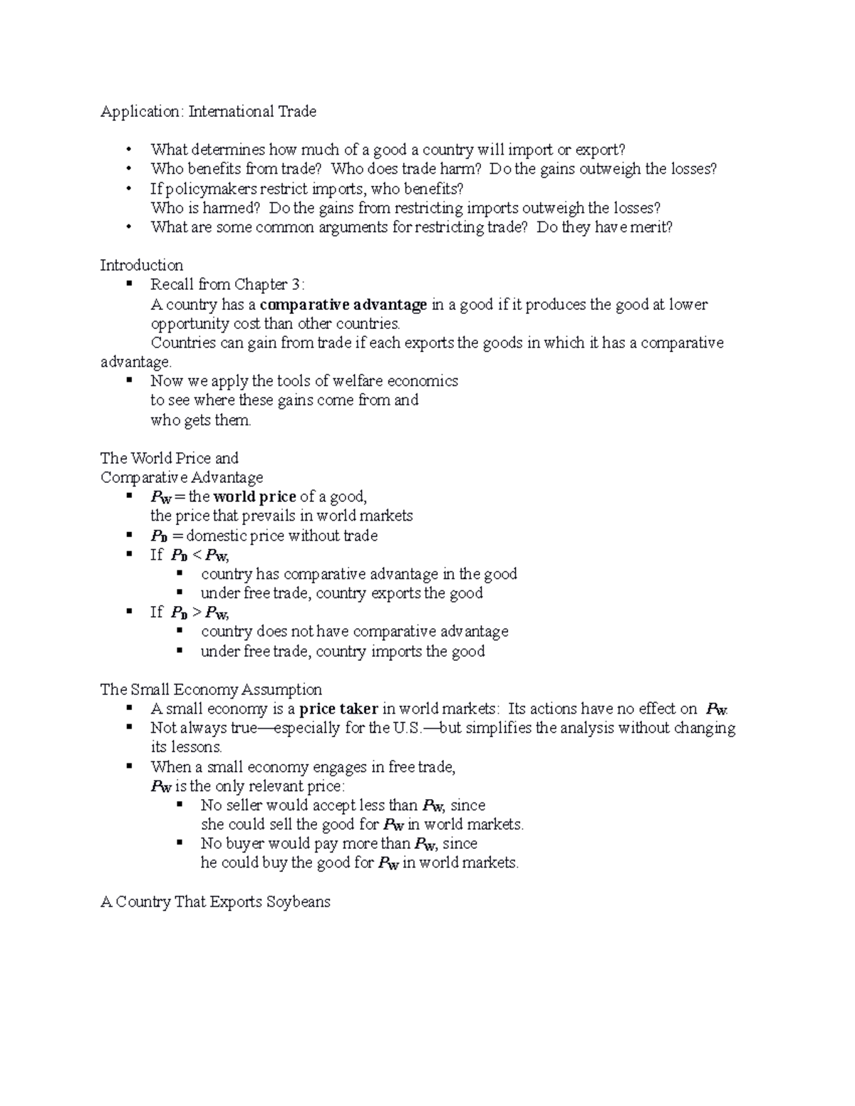 Microeconomics Chapter 9 Notes To Upload - Application: International ...