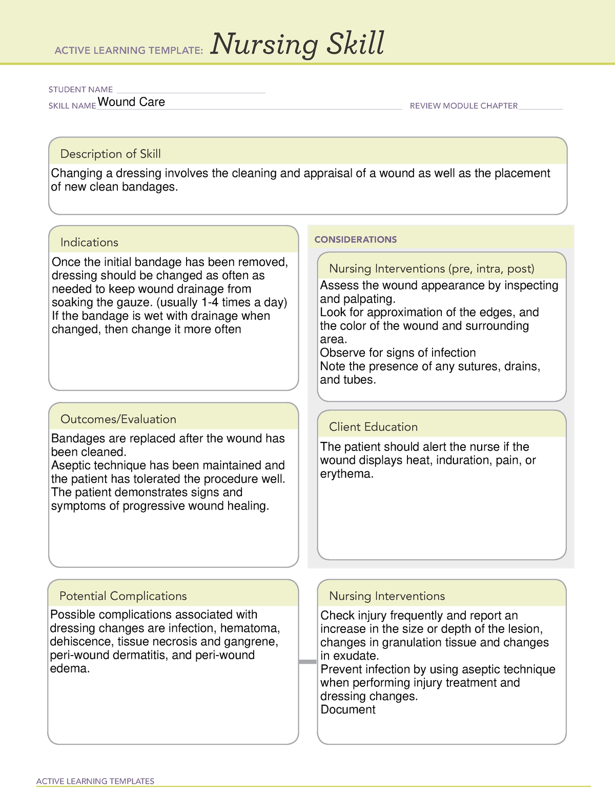 Wound Care Template 1 - NSG110 - ACTIVE LEARNING TEMPLATES Nursing ...