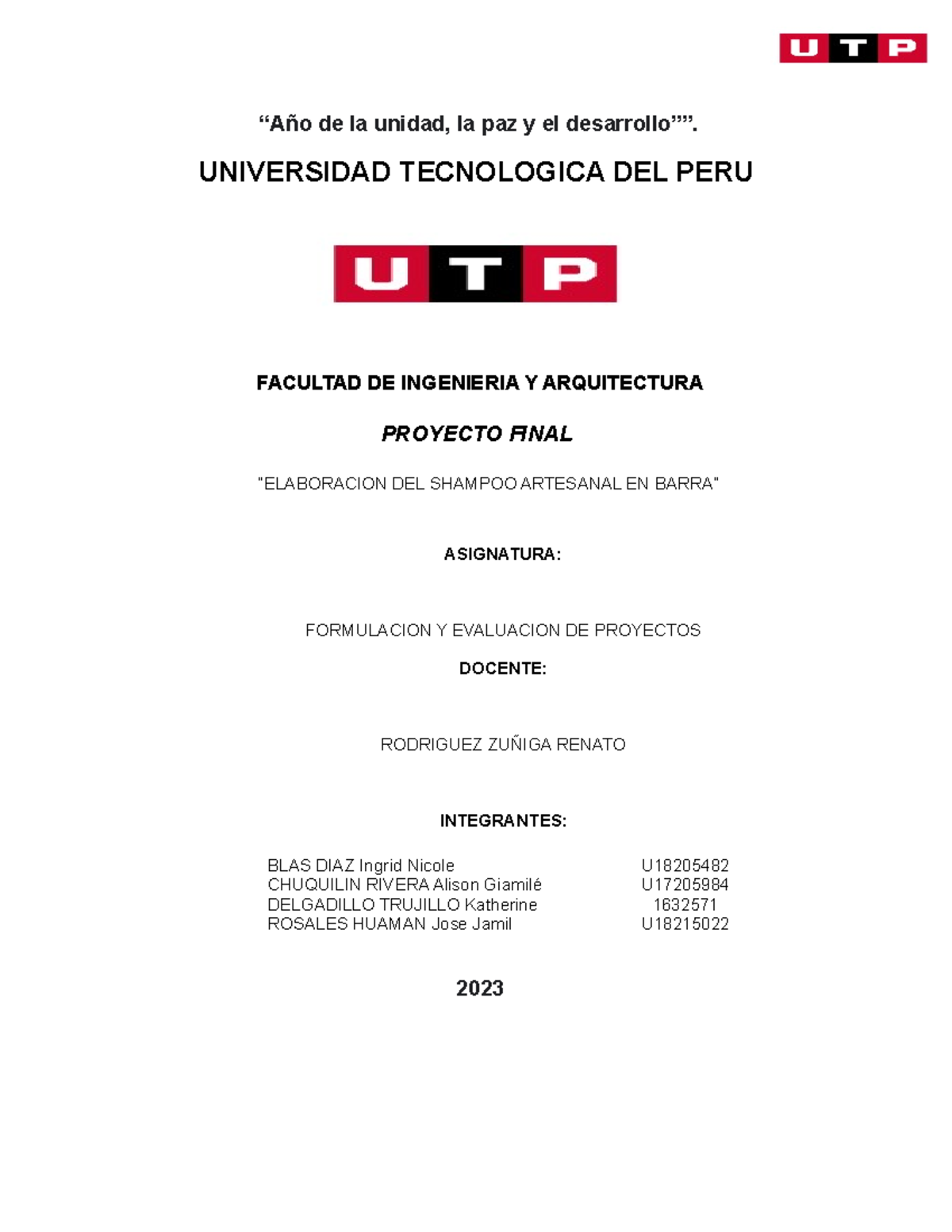 Trabajo 1Shampoo en barra “Año de la unidad, la paz y el desarrollo