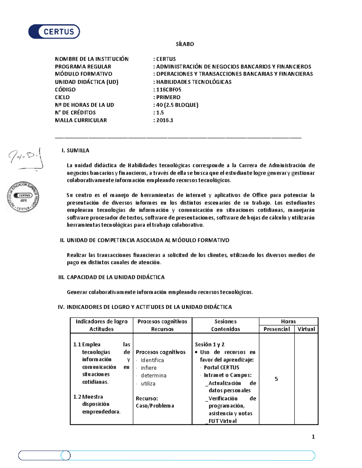 CBF Sílabo IC Habilidades Tecnológicas - SÍLABO NOMBRE DE LA ...