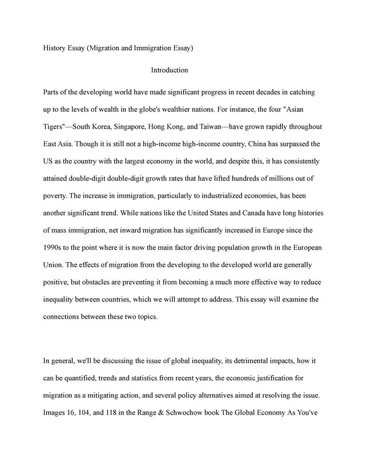 introduction immigration essay