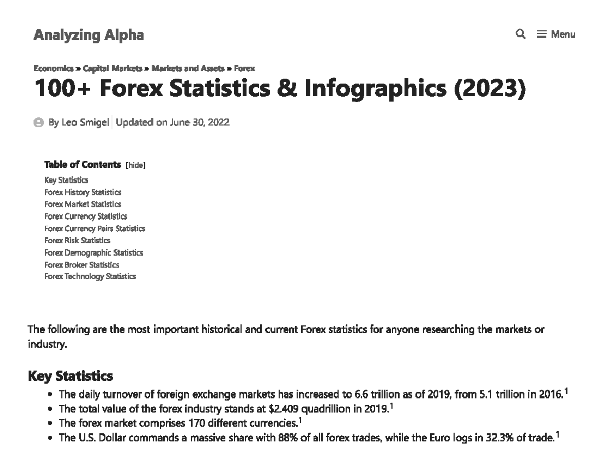 Forex statistics - FIN 341 - Studocu