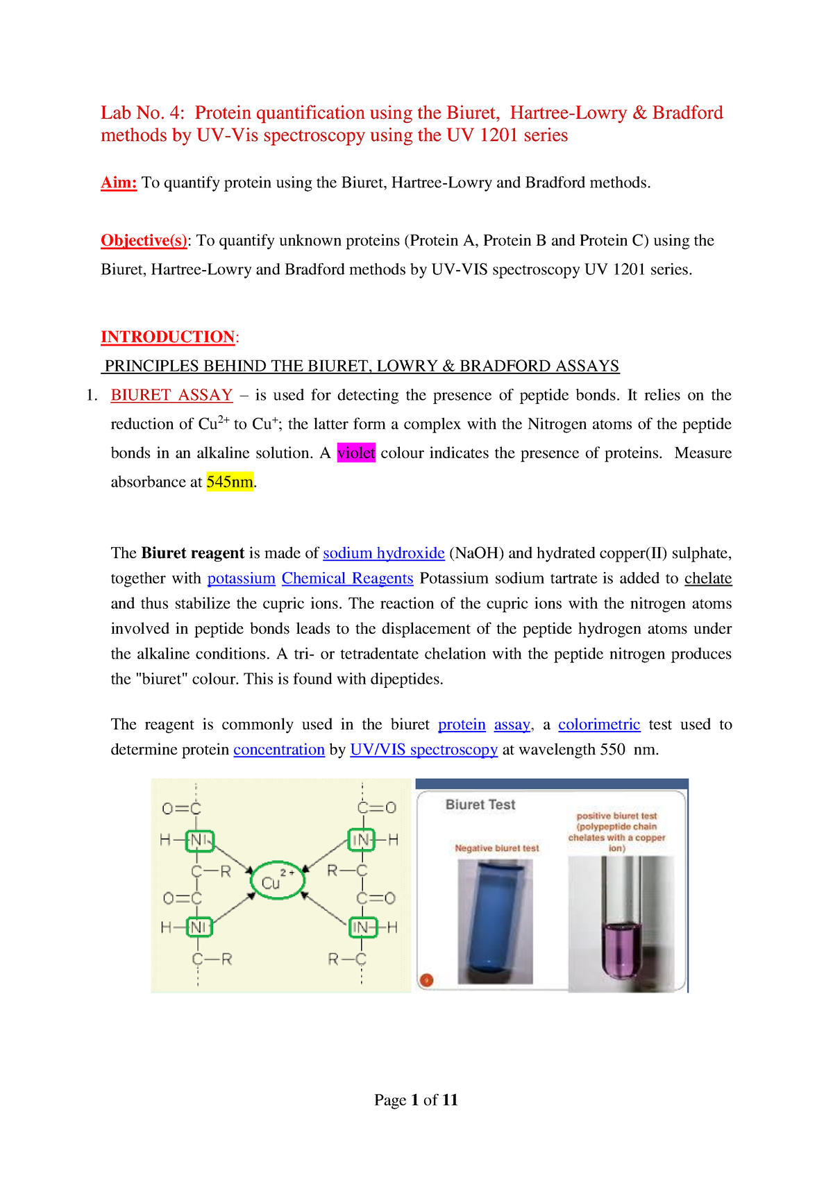 B3502-LAB 4-Biuret+Lowry+Bradford Assay-for Thuto Post - Lab No. 4 ...