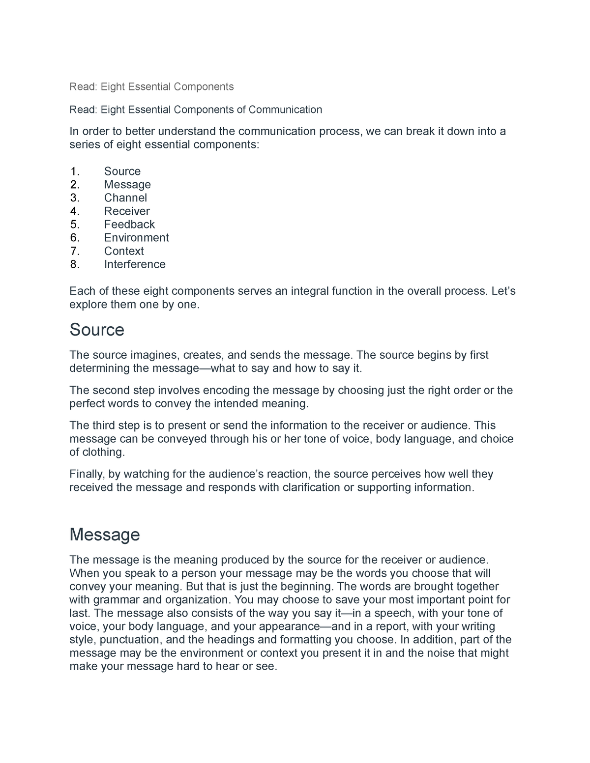 components of communication essay