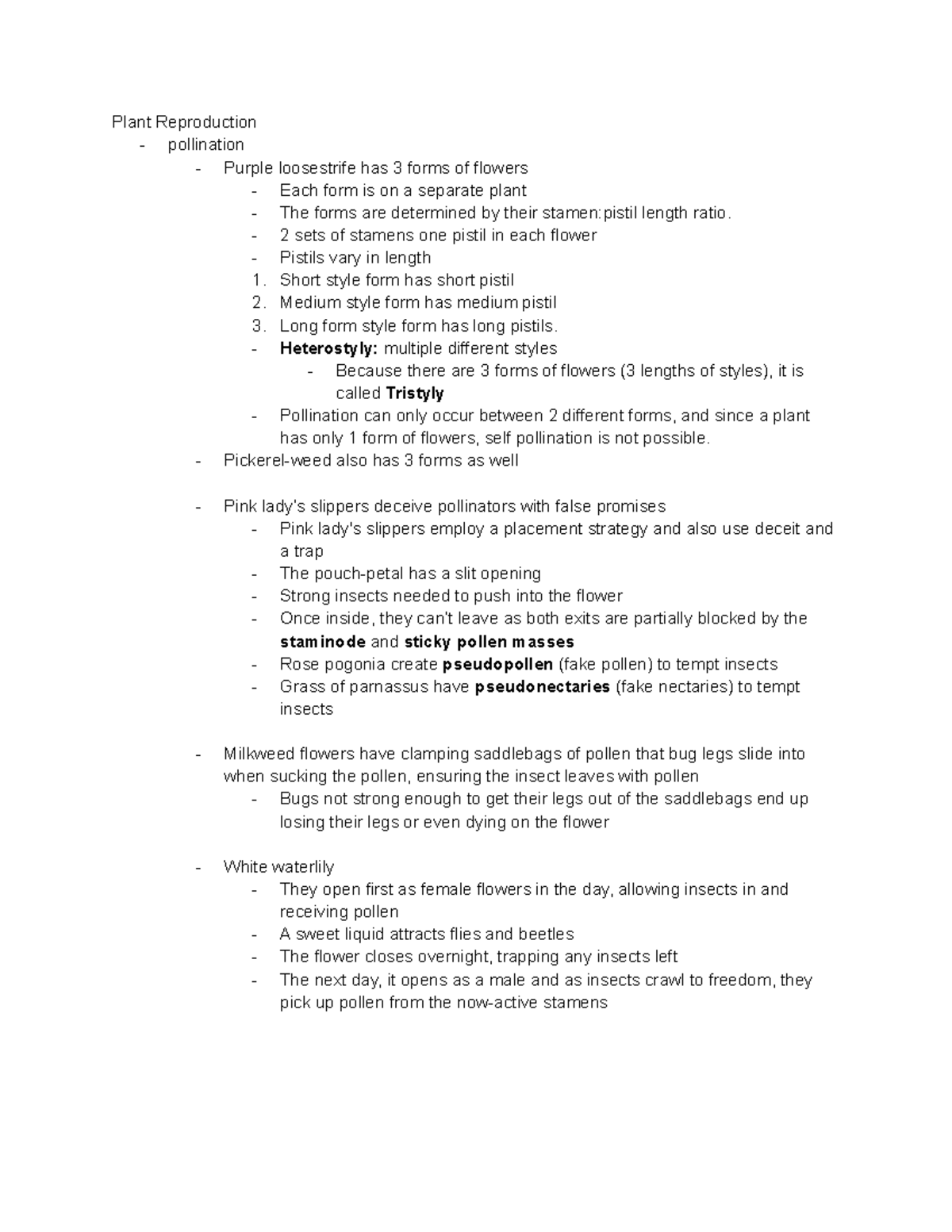BIOL 1902 - Lecture 19 Notes - Plant Reproduction - pollination ...