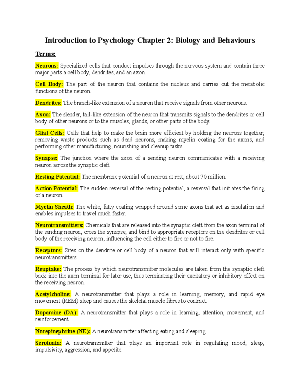 Introduction To Psychology Chapter 2
