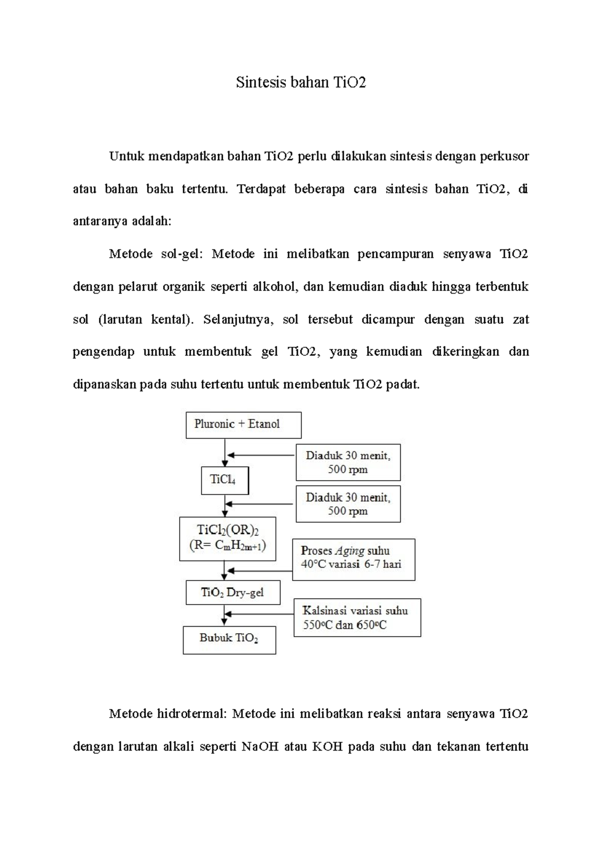 Sintesis Ti O2 - Sintesis bahan TiO Untuk mendapatkan bahan TiO2 perlu ...