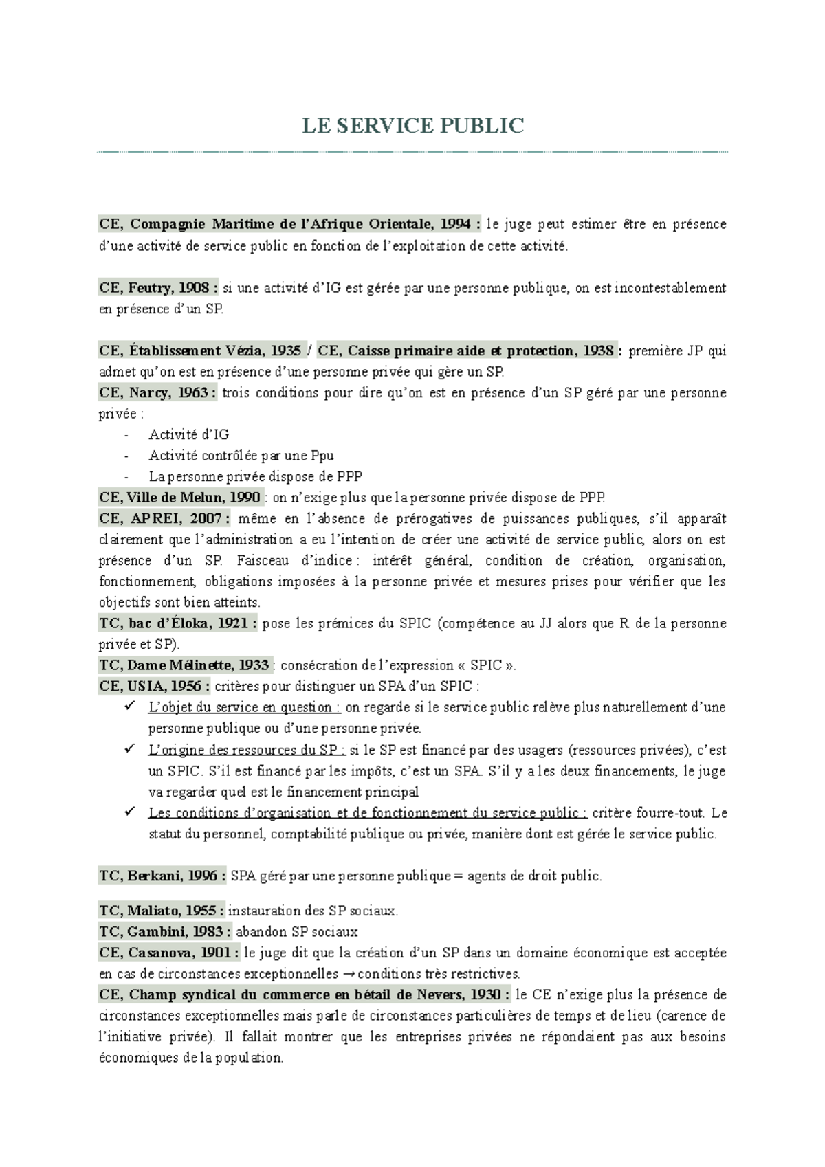 Arrêt droit administratif LE SERVICE PUBLIC CE, Compagnie Maritime de